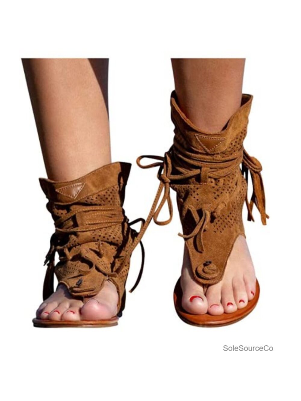 Women's Faux Leather Tassel Flat Sandals Bohemian Retro Gladiator Fringe Beach